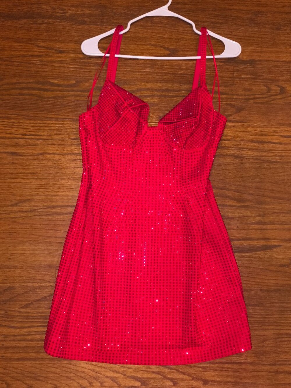 AREA Red Crystal Mini Dress